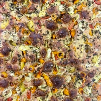 Sourdough Focaccia- Tomato, Zucchini, and Thyme (Feta optional)